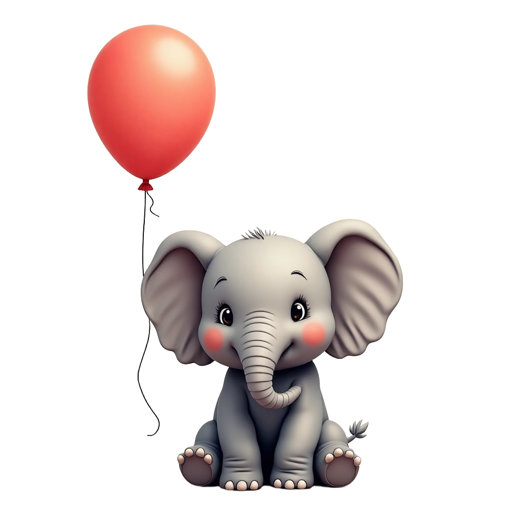 Adorable Elephant with Balloon